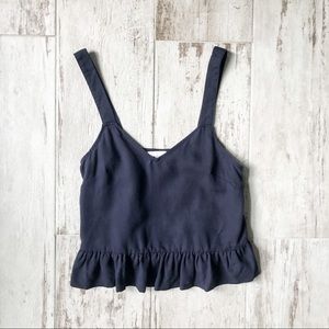 Navy Blue Cropped Peplum Tank | H&M